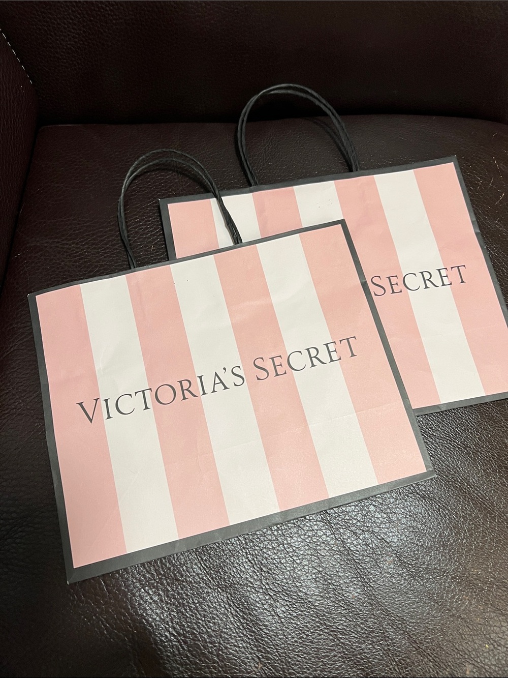 Victoria's Secret Pink & White Stripe Tote Bag (2)